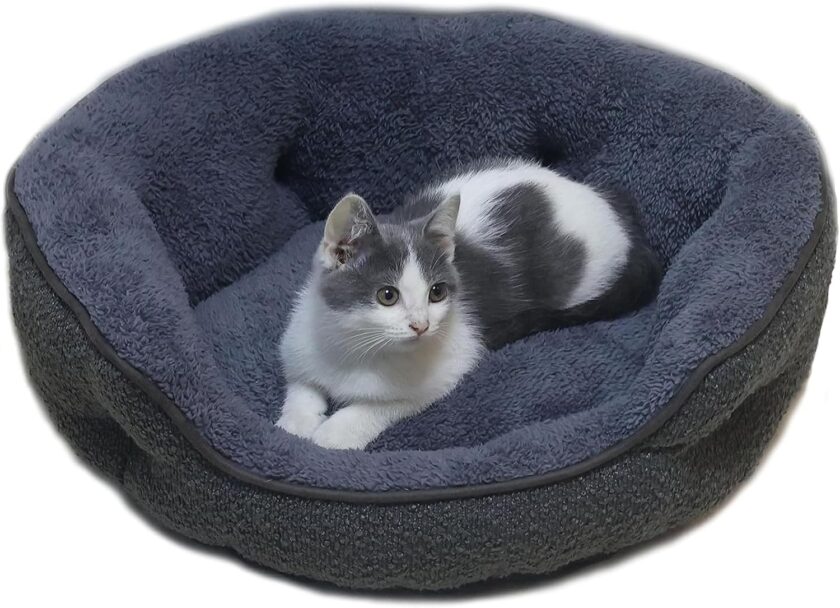 Small Dog Bed for Small Dogs, Cat Beds for Indoor Cats, Cute Round Dog Bed, Washable Dog Bed with Anti-Slip & Water-Resistant Bottom, Super Soft Pet Bed, Luxury Durable Puppy Bed Kitten Bed, Gray - Image 2